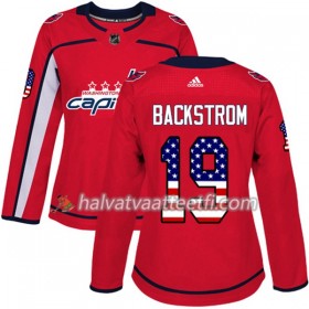 Naisten NHL Washington Capitals Pelipaita Nicklas Backstrom 19 Adidas 2017-2018 Punainen USA Flag Fashion Authentic